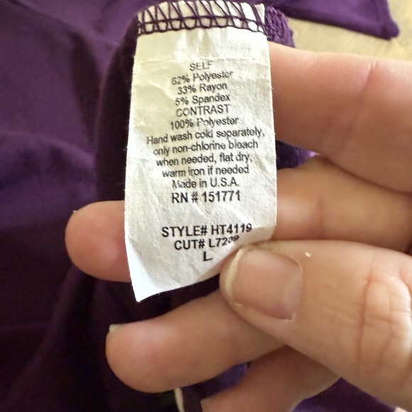 Le Lis Women's Large Purple Floral Mixed Media V-Neck 3/4 Sleeve‎ Blouse Top - Picture 6 of 8